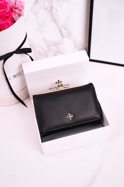 Medium Women's Wallet Fastened With Hook MILANO Black