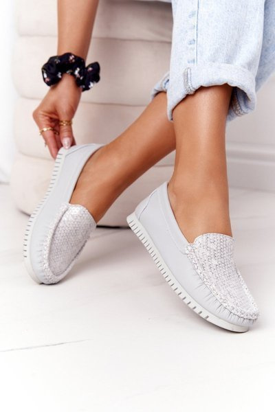 Mocasins din piele pentru femei S.Barski 97630 Grey