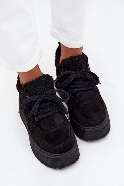 Damenschneeschuhe auf Plattform mit Lammfellfutter Schafstyp Schwarz Luma