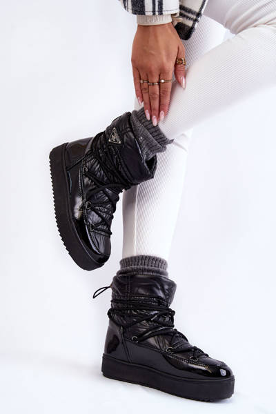 Bottes de neige à lacets à la mode pour femmes noires Carrios