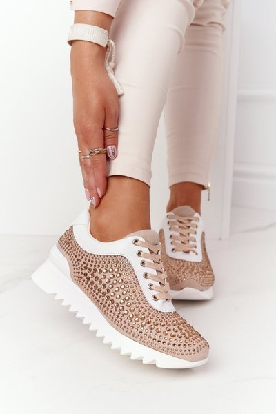 Baskets Compensées À Paillettes Lu Boo Beige
