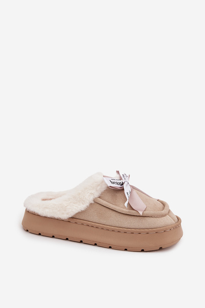 Damenschuhe mit Fell und Schleife Beigefarben Fenella