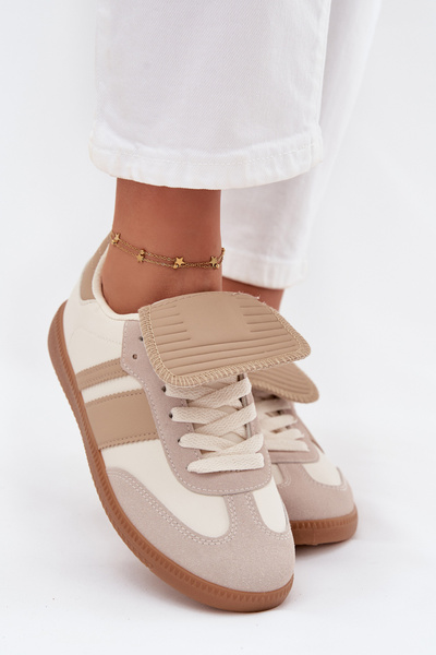 Alacsony női sneakers fordított nyelv bézs Ardira