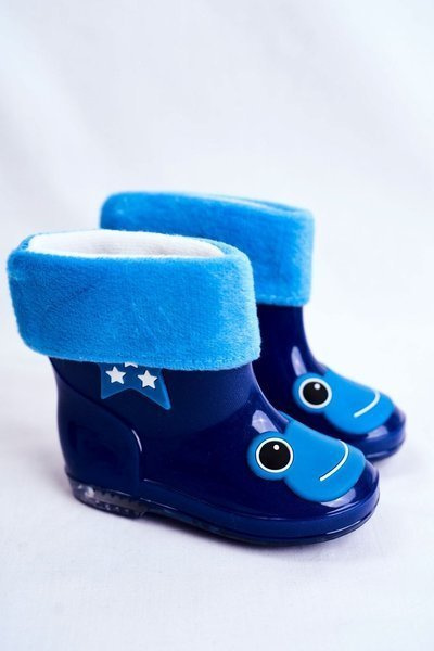 Vaikiški Guminiai Galoshes batai Navy Frog