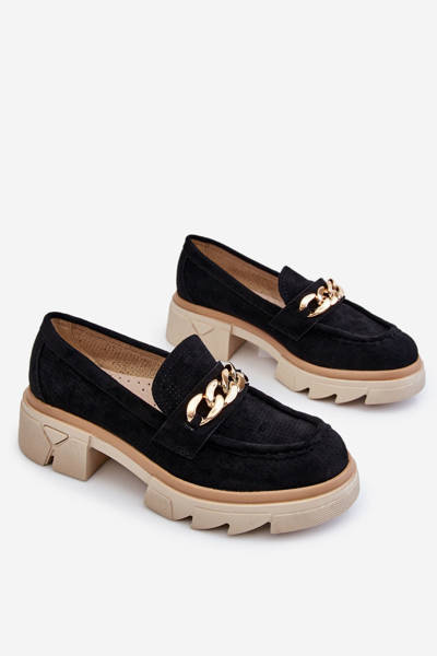 Women's Brogues Loafers With Chain Black Luella