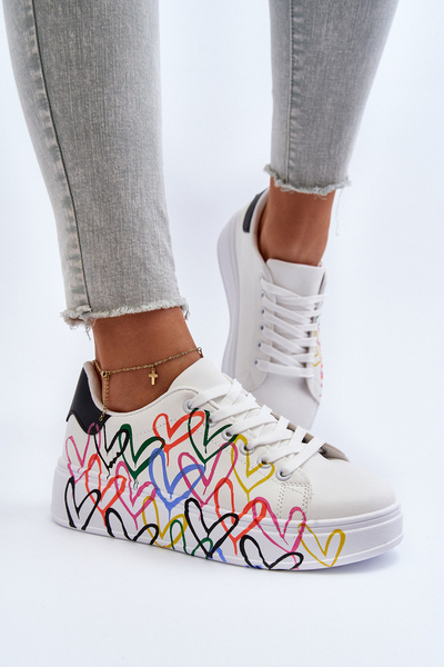 Baskets pour femmes avec coeurs blanches Claral