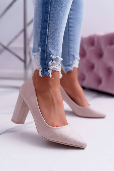 Sandale stiletto pentru femei din piele de căprioară zmeură bej