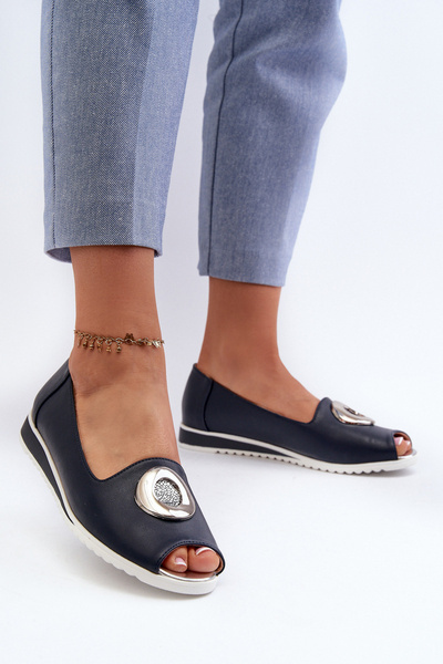 Női szivattyúk Eco bőr díszítéssel Navy Blue Biolita