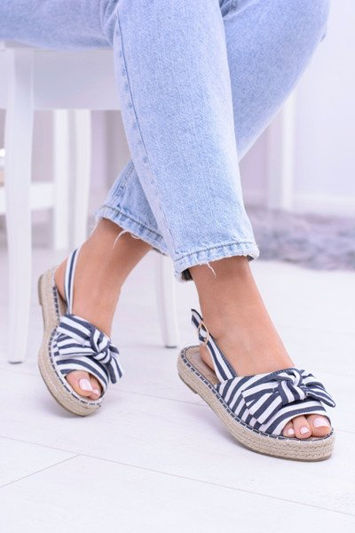 Sandale pentru femei albastre bleumarin espadrilles cocards buni
