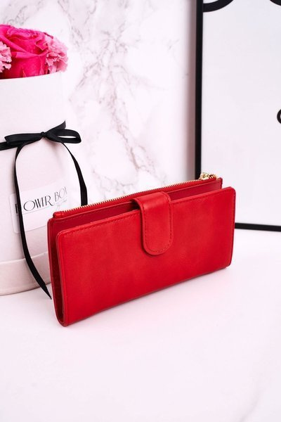 Grand Portefeuille Femme Avec Porte-Monnaie Supplémentaire Et Franges Rouge