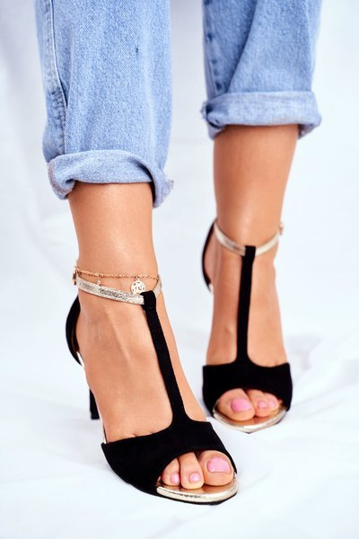 Sandals On High Heel S.Barski 280-58 Black-Gold