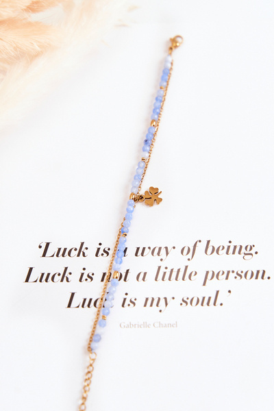 Moteriška apyrankė su karoliukais Mėlynos-auksinės spalvos