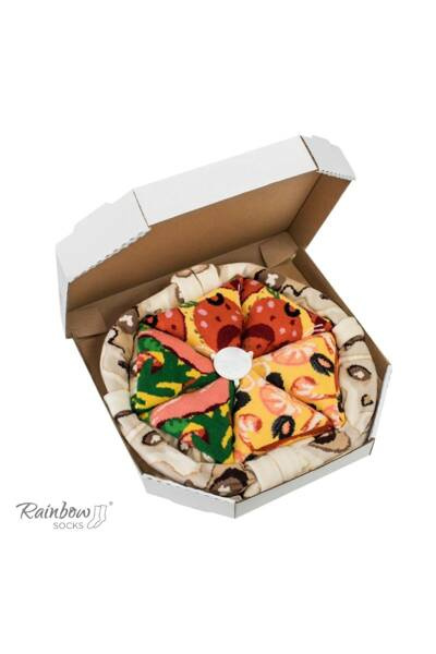 Rainbow Socks Pizza 4 pár olasz tenger gyümölcsei Pepperoni