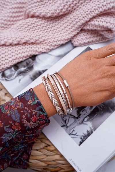 Damenarmband Reihe breit Beige Michiko Perlen