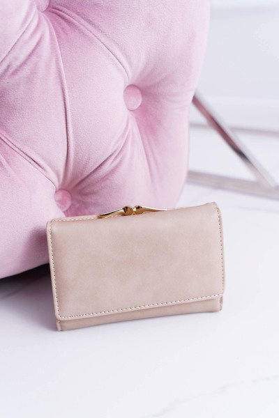 Damengeldbörse Classic Small Beige mit großer Schnalle