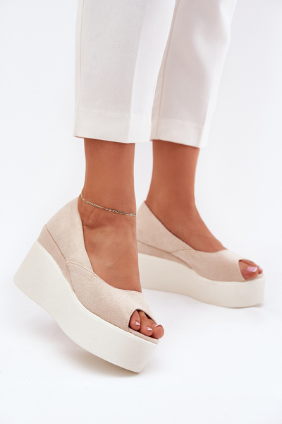 Damen Sandalen Auf Keil Und Plattform Hellbeige Felyra