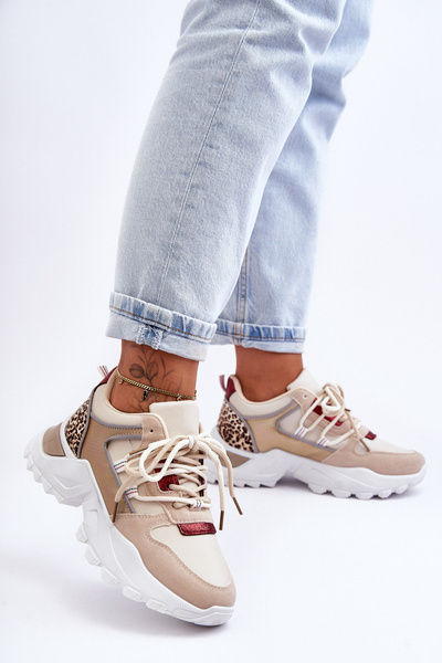 Chaussures de Sport à Semelle Massive Beige Corena