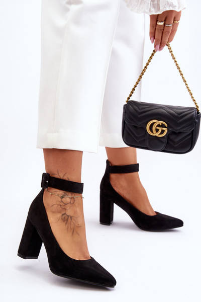 Velúr Elegant Pumps Fekete Gloria