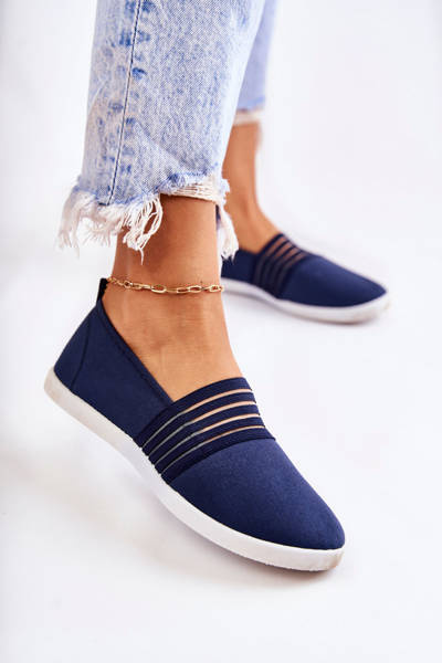 Damen Stoff Turnschuhe Slip-On Marineblaue Lilis