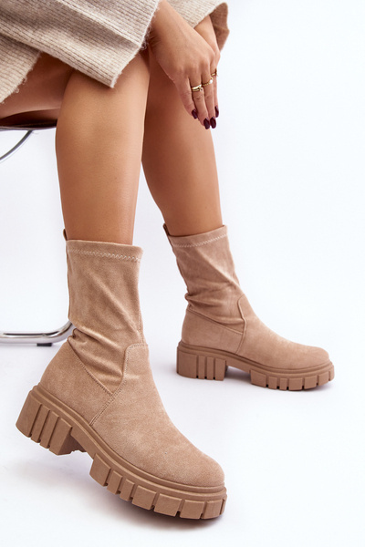 Slip-on Stiefeletten mit flachem Absatz beige Divella