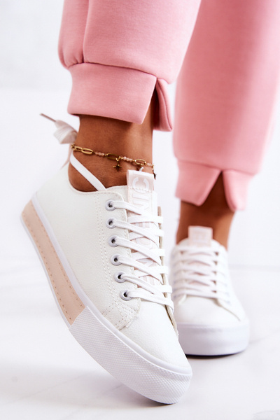 Baskets Cuir Femme Blanc-Beige Mikayla