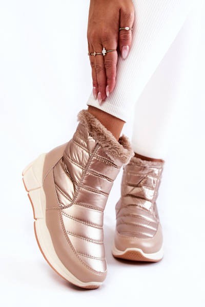 Women's Snow Boots With Zipper Gold-Beige Senia