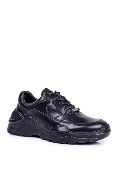 Herren Leder Sportschuhe Schwarz GG1N3014