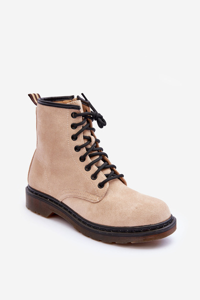 Bottines En Daim Pour Femmes Talon Plat Beige Asteoris