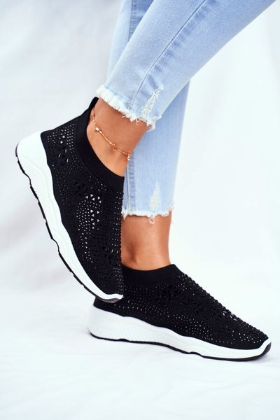 Sportliche Damen Leichtgewichtige Schuhe Schwarz Zirkon Santol