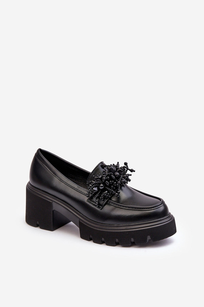 Half-boot-uri din piele feminină cu decorațiuni negre Renesma