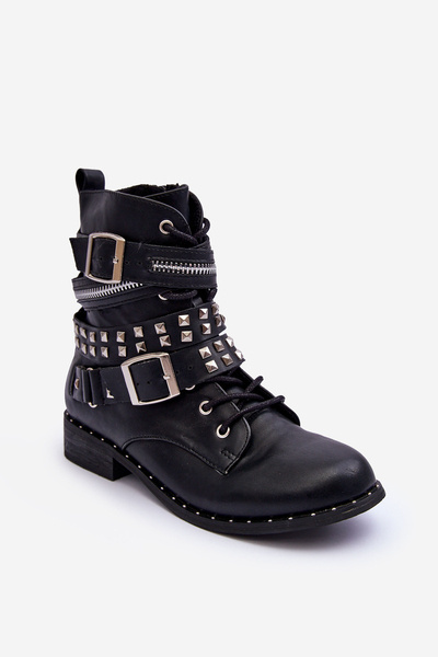 Bottines à Boucle et Clous Enfant Noir