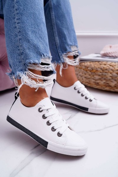 Baskets Femme Blanc Noir Strap Nigrid2