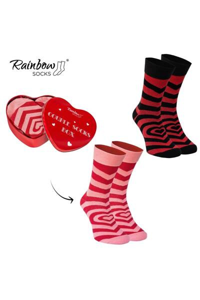 Socks COUPLE BOX 2 Pairs Box Heart Rainbow Socks