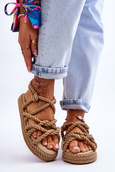 Women's Fashionable Braided Sandals Beige Tiffanie