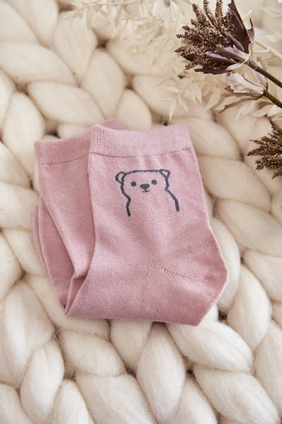 Chaussettes Femme En Coton Avec Ours En Peluche Rose