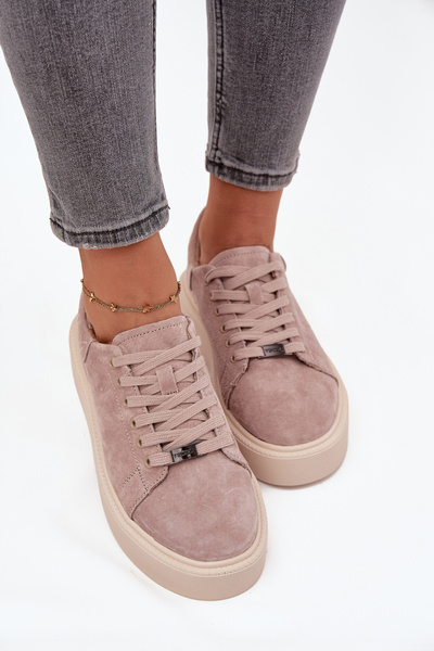 Wildledersneaker Damen auf Plateausohle Vinceza 79578 Beige