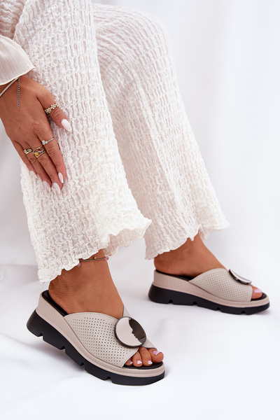 Sandales En Cuir Pour Femme Avec Décoration Beige S.Barski LR51-662