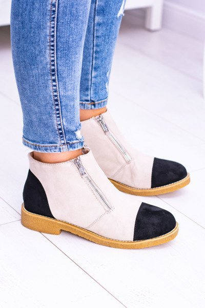 Lu Boo bottes beiges en daim avec fermetures éclair Inez