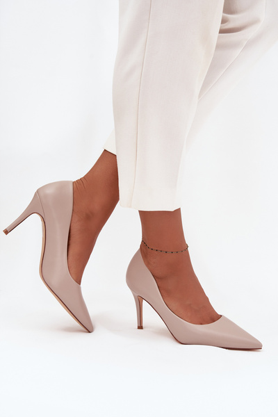Escarpins pour femmes en cuir écologique beige Sivana