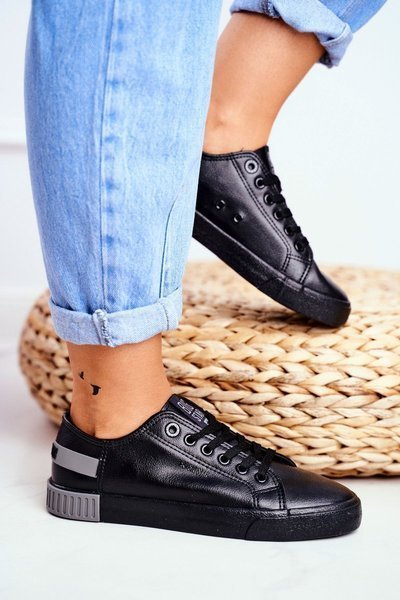 Damen Leder Turnschuhe BIG STAR FF274177 Schwarz Grau