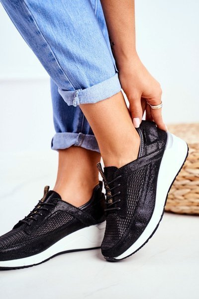Damen Sportschuhe Leder Schwarz Love Me