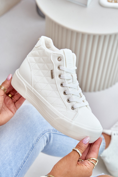 Wärmende Damen Sneaker Mit Nähten Weiß Big Star OO274A479