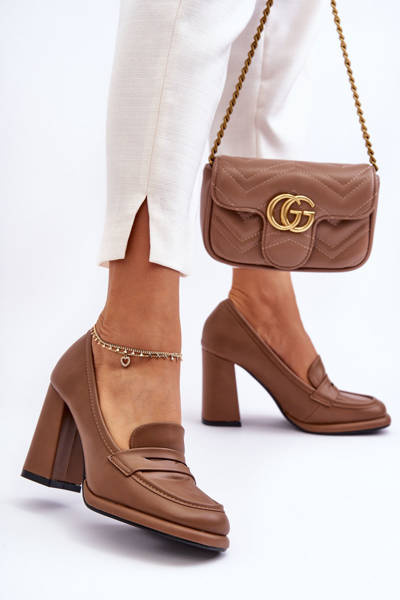 Sandale cu toc elegant pe stiletto maro Florence