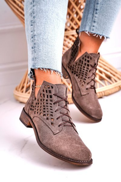 Damen Openwork Wildlederstiefel Braun Susannah