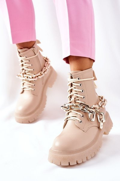 Hohe modische Stiefel Beige Gral