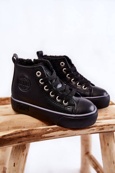 Hohe Kindersneaker mit Reißverschluss Big Star KK374228 Schwarze