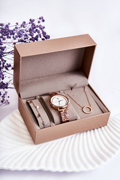 Ensemble Montre, Bracelet Et Chaîne GG Luxe Or Rose