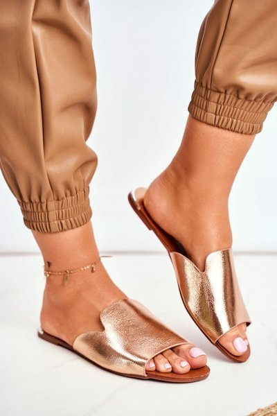 Women's Flat Flip Flops Pink Gold Mimios