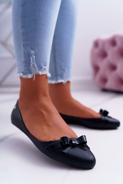 Ballerines en caoutchouc pour femmes noires Meliskirts Syntha