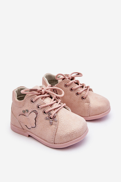 Bottes En Cuir À Lacets Avec Un Papillon Rose Avi